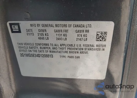 2013 Chevrolet Impala Lt z USA, uszkodzony, nr VIN 2G1WG5E34D1208813